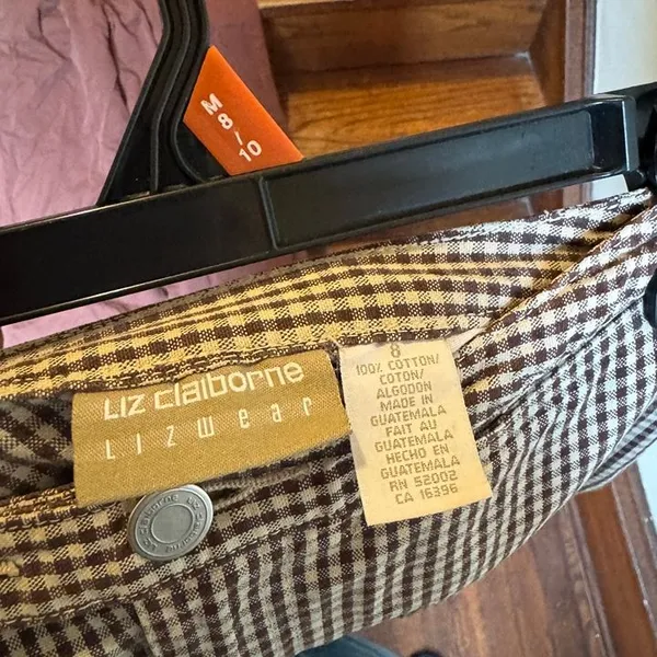 VTG Liz Claiborne Brown Gingham Pants - Image 4