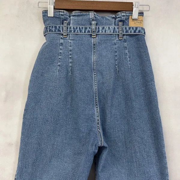 Abercrombie Fitch Mom Jean Women 26/2R Paperbag Waist Tie Belt Indie Street Chic - Image 6