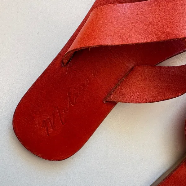 Matisse Topa Sandals Womens 8M Orange Leather Crisscross Slide Made in Brazil - Image 2