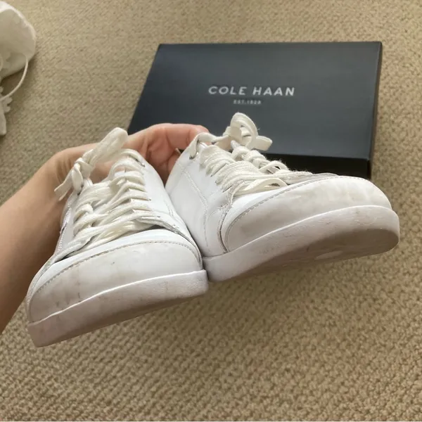 Cole Haan Vegan Leather Low-top White Fashion Sneakers Women’s Size 8 GUC - Image 5