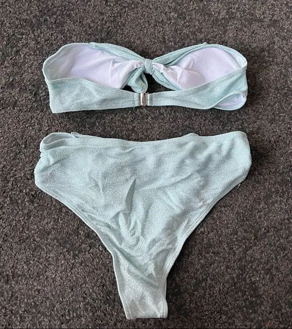Boutique icy green bow tie high waist swimsuits - Image 6