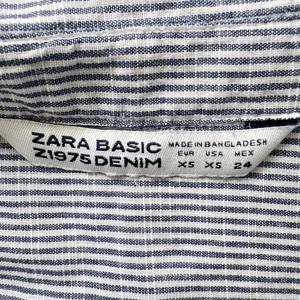 Zara Basic Striped Button Down Tunic Dress XS Blue‎ White Cotton Sleeveless Boho Blue - Image 4