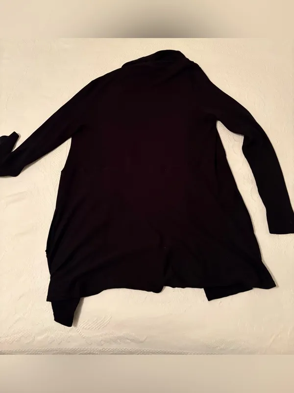 White House Black Market Black Draped Cardigan - Image 3