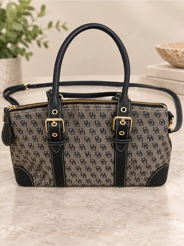 V2K Dooney Bourke Vintage Satchel Crossbody Canvas Logo Bag EUC - Image 3