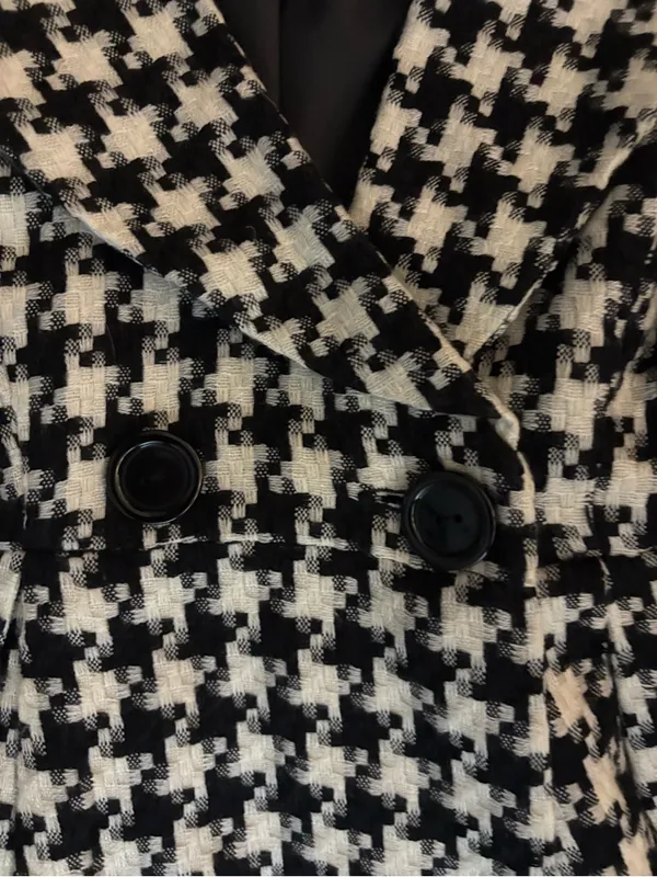 Forever 21 Black & White Houndstooth Peacoat - Image 3