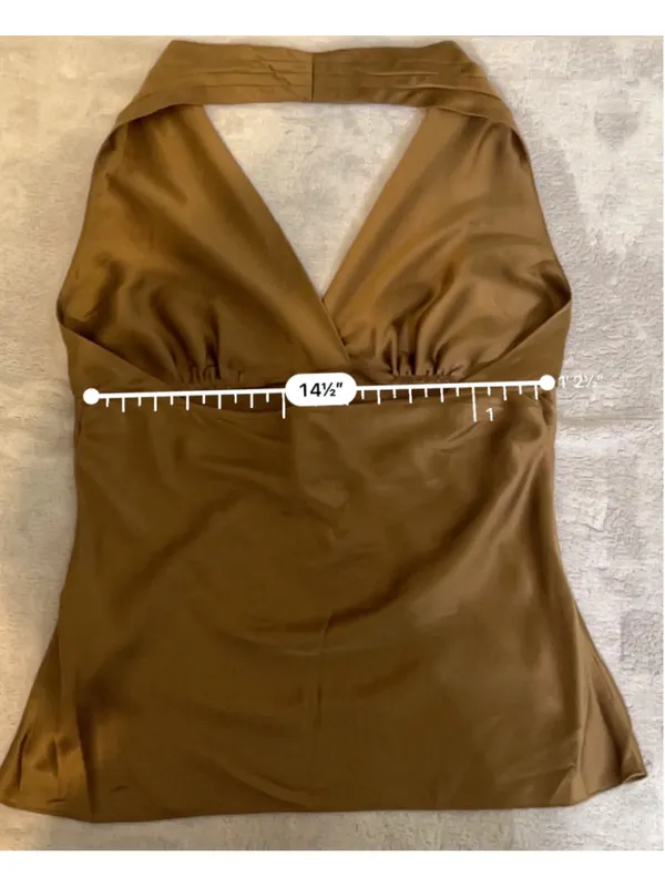 Silk Express Brown Halter Tank Top M - Image 8