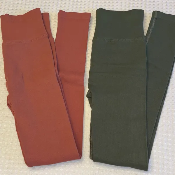 NEW! Free People Movement Dark Olive Sage Forest Green Ribbed Leggings Size XS/S - Image 10