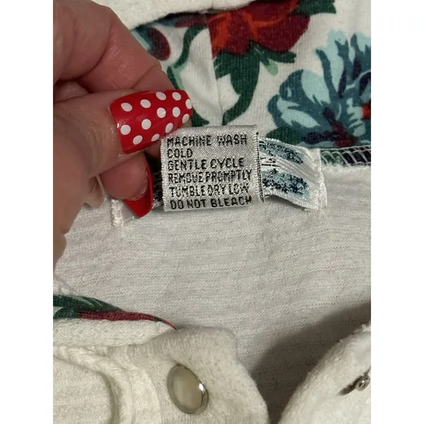 Gina Peters Grandamacore Sweater Vest‎ Women Medium Cardigan Hooded Floral Snap - Image 9