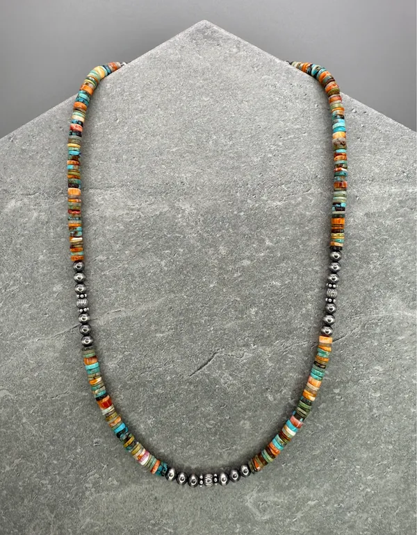Handmade 16” Navajo Style Sterling Silver Pearls Necklace - Image 4