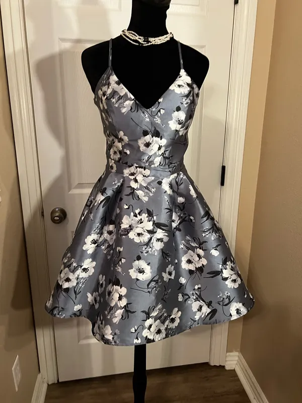B Darlin Y2K gray floral mini wedding guest dress - Image 6