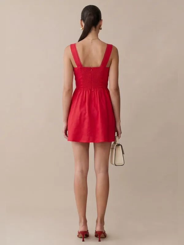 NWT Few Moda Irene Lace Corset Mini Dress size 8 Red o.p.t. Tibi - Image 4