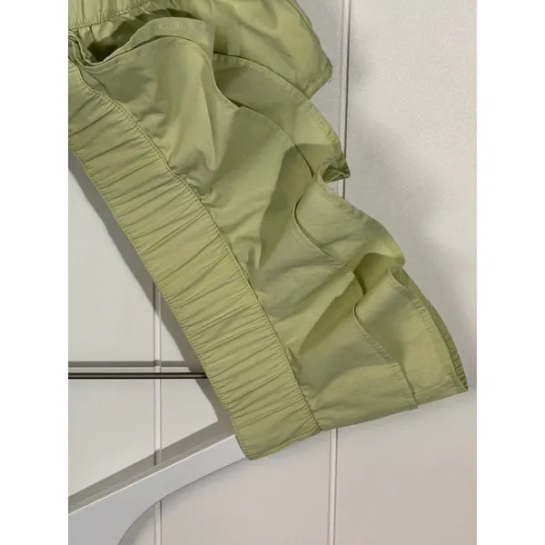 Abercrombie & Fitch Crop Top XXS Green Ruffle Sleeveless Elastic Hem - Image 4