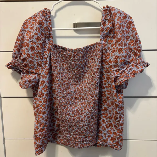 Madewell Button Front Smocked Back Top in Piccola Floral - Image 3