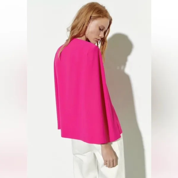 ZARA CAPE BLAZER JACKET W/ SLITS BLOGGERS pink NEW - Image 7