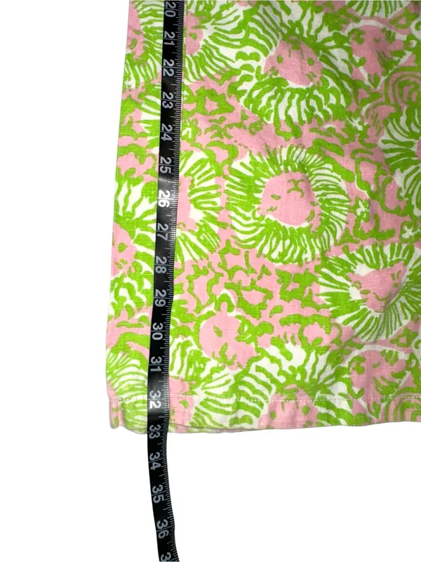 Lilly Pulitzer The Beach Pant Linen Pink & Green Wide Leg Drawstring Pants LARGE - Image 8