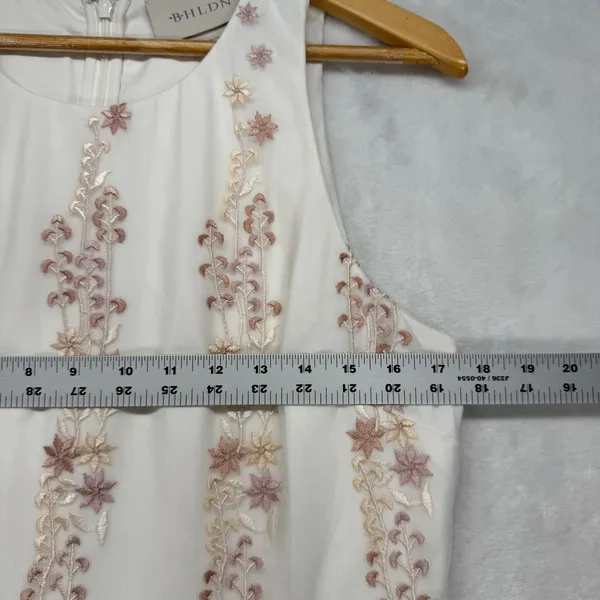 BHLDN‎ Embroidered Parsons Tulle Maxi Dress Formal Gown White Pink US 14 - Image 2
