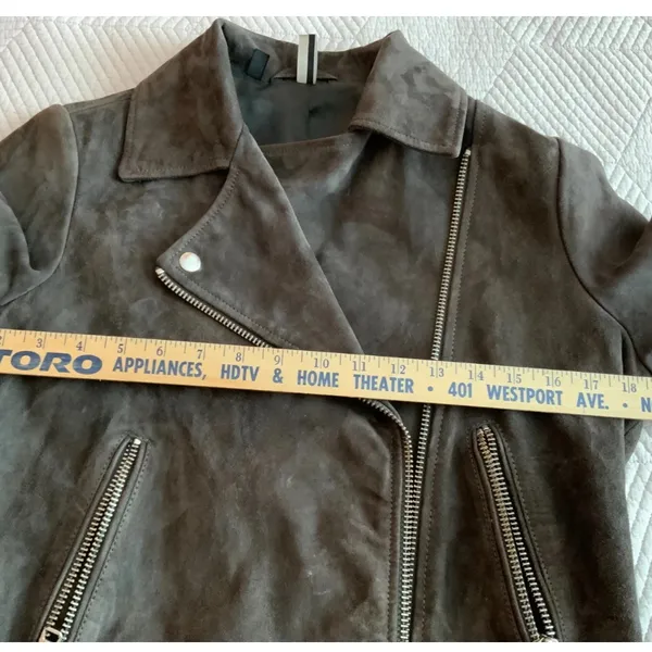 Sale! Topshop Genuine Coffee Brown Suede Moto Jacket Us6 - Image 14