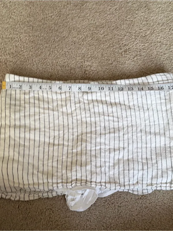 Abercrombie And Fitch White Black Stripped Linen Blend Mini Skort Skirt Large 32 - Image 9
