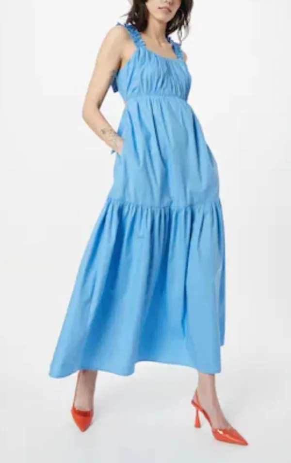 NEW Abercrombie & Fitch poplin bow back ruffle strap maxi dress XS - Image 5