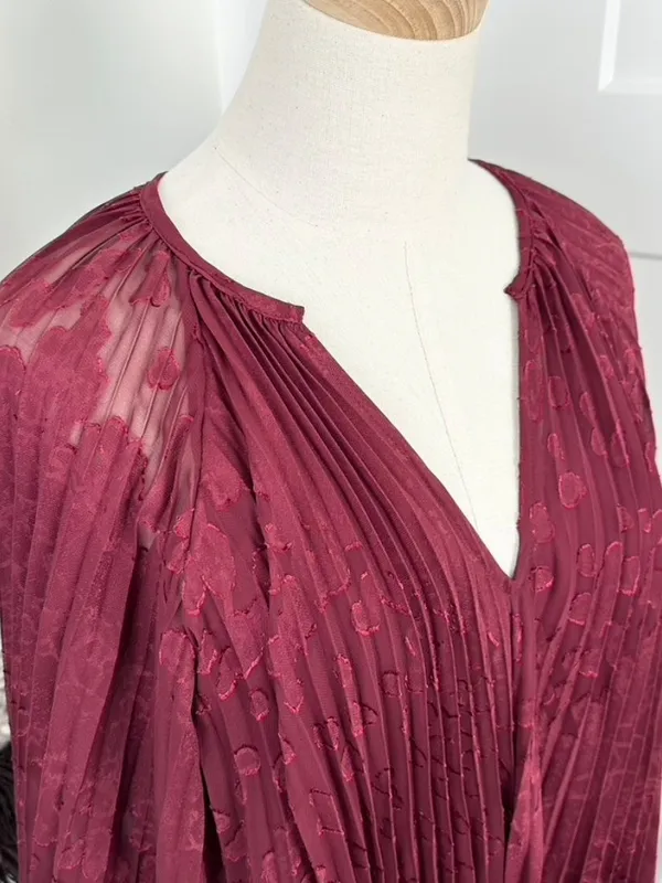 Anthropologie Toulon Pleated Dress Plum Size S NWT - Image 6