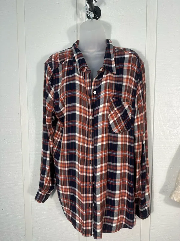 Lucky Brand Brown Plaid Long Sleeve Shirt Size XL EUC - Image 3