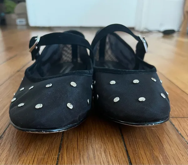 Jeffrey Campbell Anthropologie Black Mesh Studded Flats - Image 6