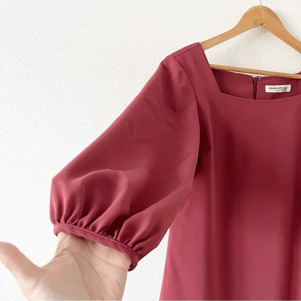 Amanda Uprichard Walsh Mauve Pink Square Neck Feminine Romantic Mini Dress - Image 4