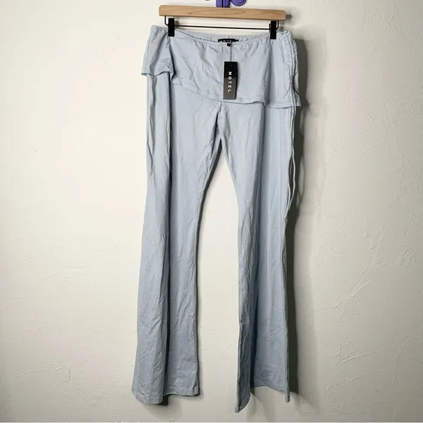 MOTEL‎ ROCKS XL NEW JACIE FLARE TROUSER OVERSKIRT LIGHT BABY BLUE Y2K 2000s - Image 3