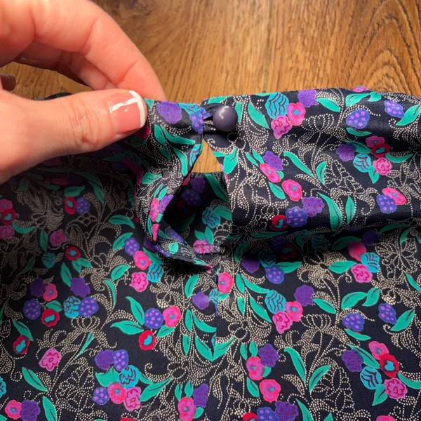 90s Prestige Business Fashions Floral Blouse Purple Pink USA Made Size 10 Office - Image 8
