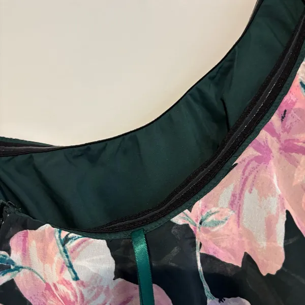 Eliza J Floral One Shoulder Ruffle Chiffon Dress green pink size‎ 2 - Image 8
