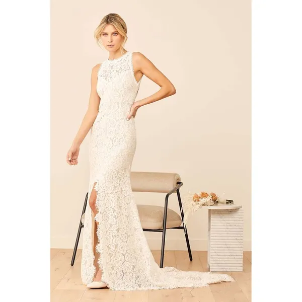 Lulus Love Everlasting White Floral Lace Mermaid Maxi Dress Wedding Gown Small - Image 3