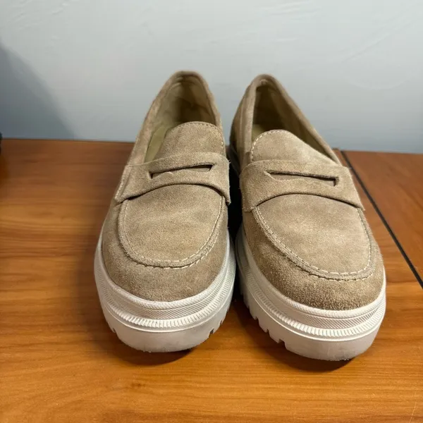 Patina Zoe Chunky Portland Leather Tan Suede Platform Lug Sole Loafer W8 - Image 3