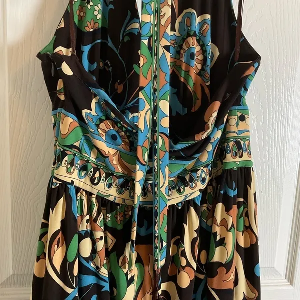 Jones New York Y2K Halter Midi Dress Paisley Floral Silk-Look Cottagecore 10 - Image 8