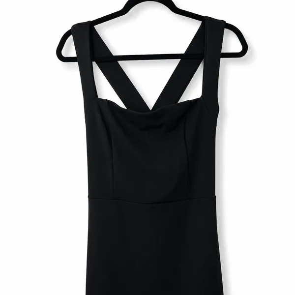 NEW Lulus Glamorous Dedication Black Sleeveless Crisscross Column Maxi Dress - Image 6