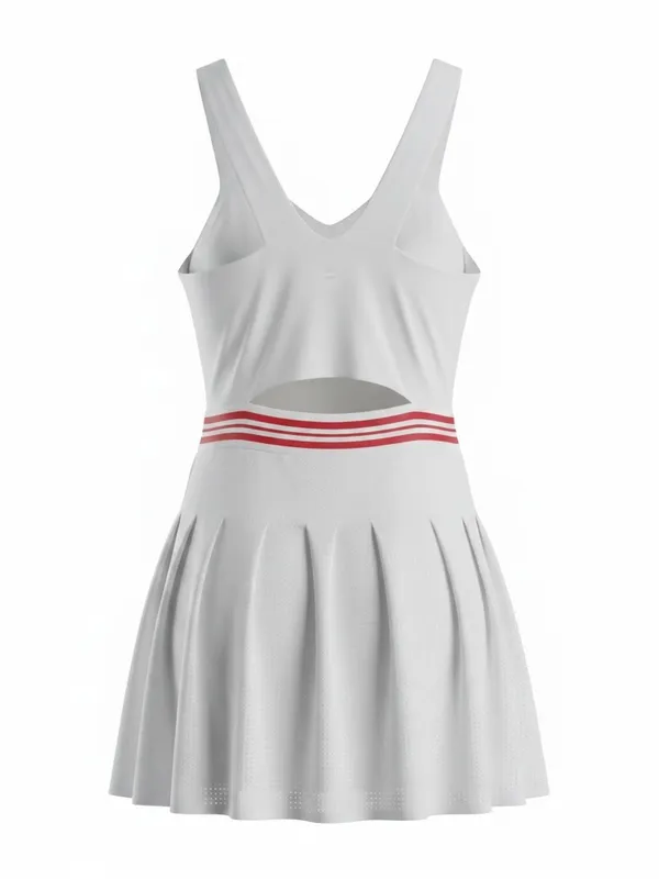 Avia Womens Tennis Dress L 12-14 White Red Striped Pleated Mini Skort - Image 2
