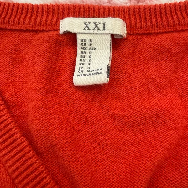 Forever 21 Vintage Y2K Coquette Pinterest Girl Sweater 💌 Orange Pink Argyle Knit Small - Image 4