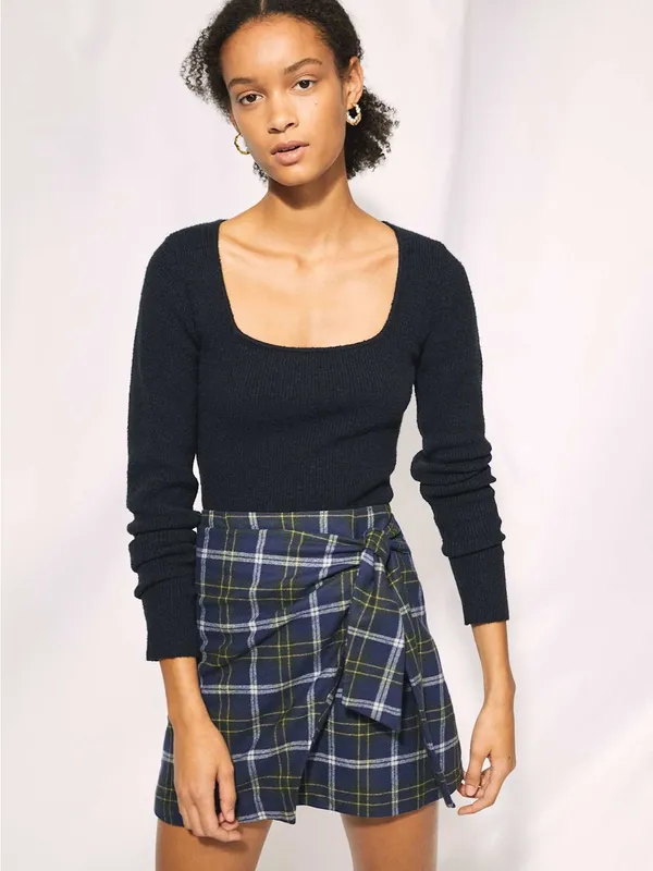 Aritzia Wilfred Wrap-Front Plaid Skirt Wool Cashmere Blend - Image 10