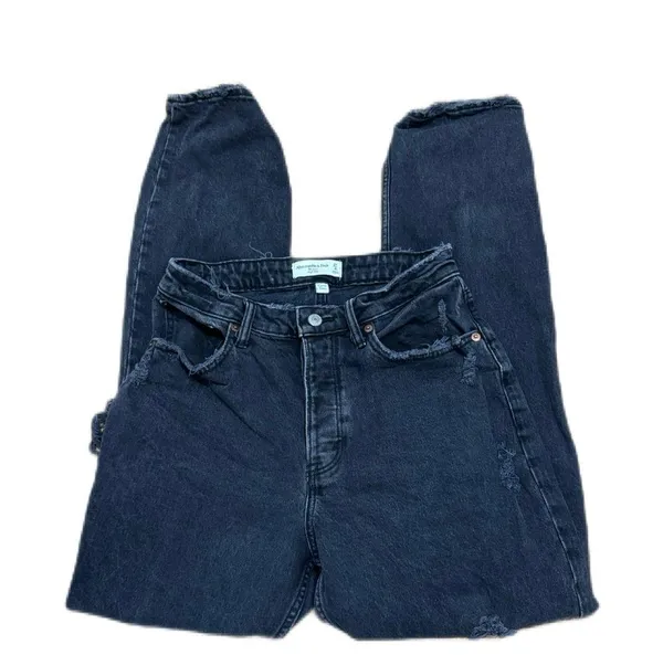 Size 27/4R Curve Love High Rise Dad Jeans Black Distressed - Image 5