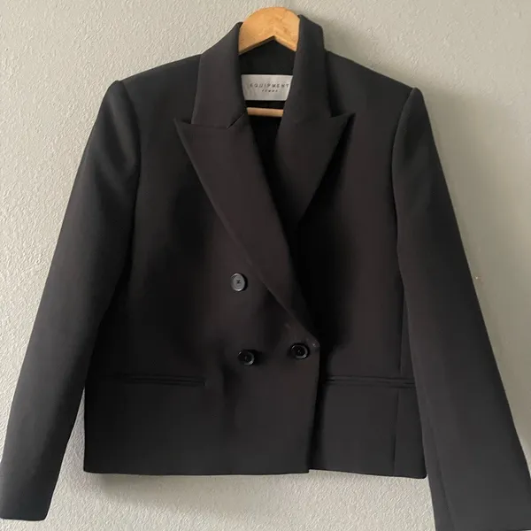 Equipment Femme Ori Black Double-Breasted Jacket - Image 6