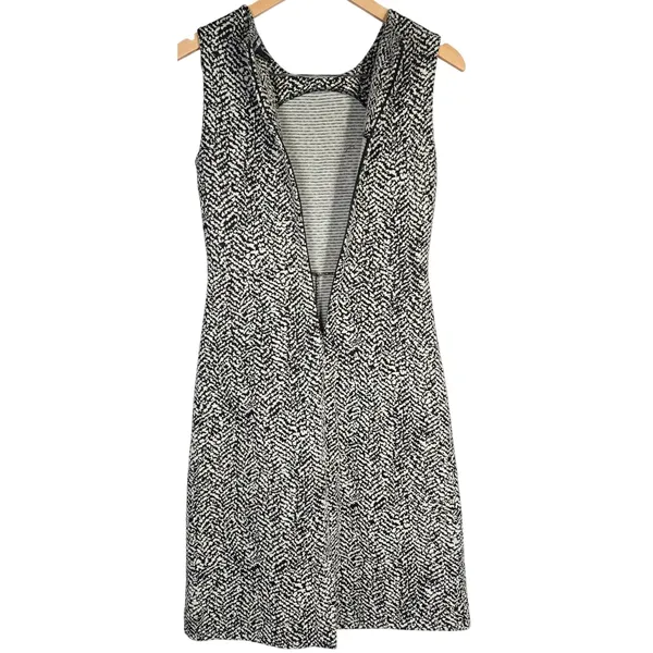 Lands End Sleeveless‎ Ponte Pencil Dress Black White Patterned Career Casual 2 - Image 3