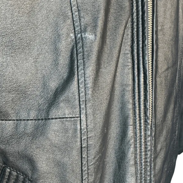 Vintage 90s Wilsons Leather Black Faux Fur Trimmed Bomber Jacket Oversized Large - Image 5