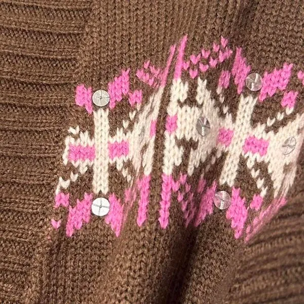 Brown vest | Boho Western Fair Isle Belted Cardigan Cottagecore Layering - Image 7