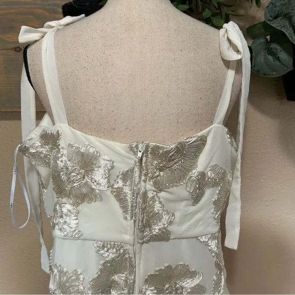 Lulus Truly Inspiring Ivory Mesh Floral Applique Tie-Strap Mini Dress - Image 5