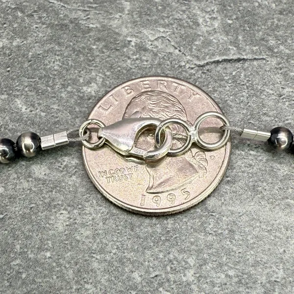 Handmade 15” Navajo Style Sterling Silver Pearls Choker - Image 9