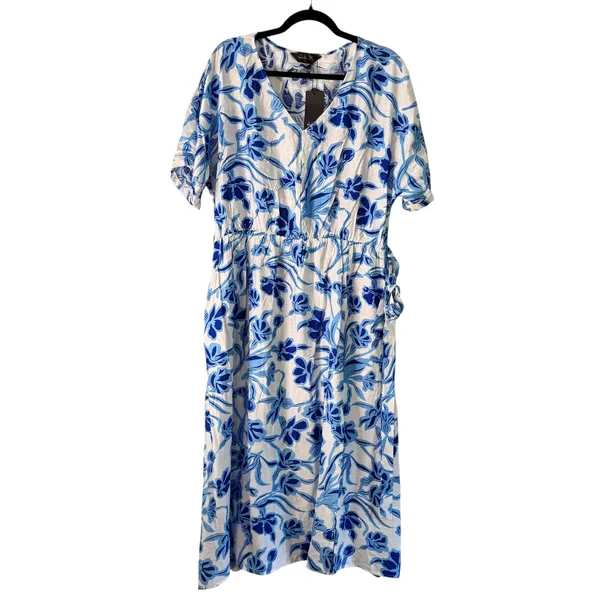 Seta T Floral Maxi Dress V Neck‎ Short Sleeve Casual Summer Dress XL - Image 6