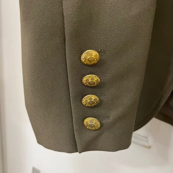Suzy Shier Olive Green Military Double Breasted Blazer Jacket S Band Dark Academia Office - Image 2