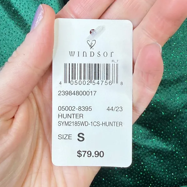 NEW WINDSOR Eileen Hunter Green Satin Mermaid Glitter Formal Gown Dress Small - Image 10