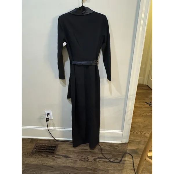 Eliza J Long Sleeve Tuxedo Maxi Gown Black Tie Wedding Size 6 Bow - Image 5