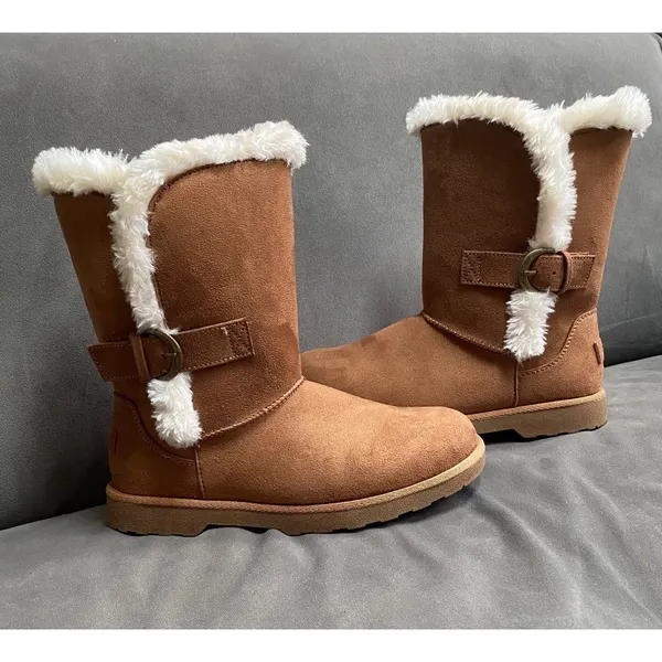Makalu women's size 6 Gabrielle Chesnut textile/faux fur upper boots - Image 2