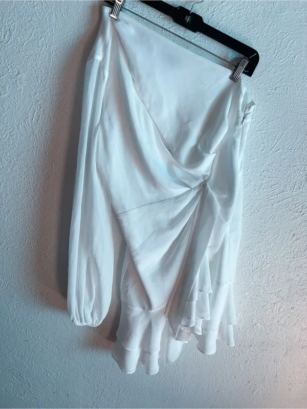 Michael Costello x REVOLVE Sunny Mini Dress in White One Shoulder large - Image 2